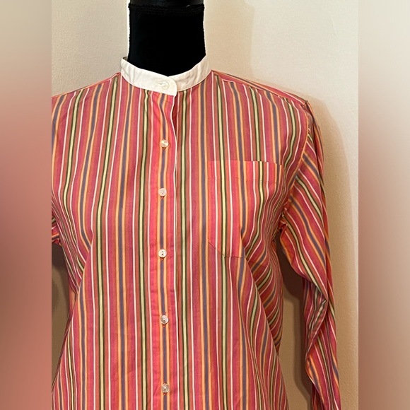 Vintage 90s GAP Striped Long Sleeve Button Up Shirt Women’s Cotton Sz L Preppy - Picture 4 of 9